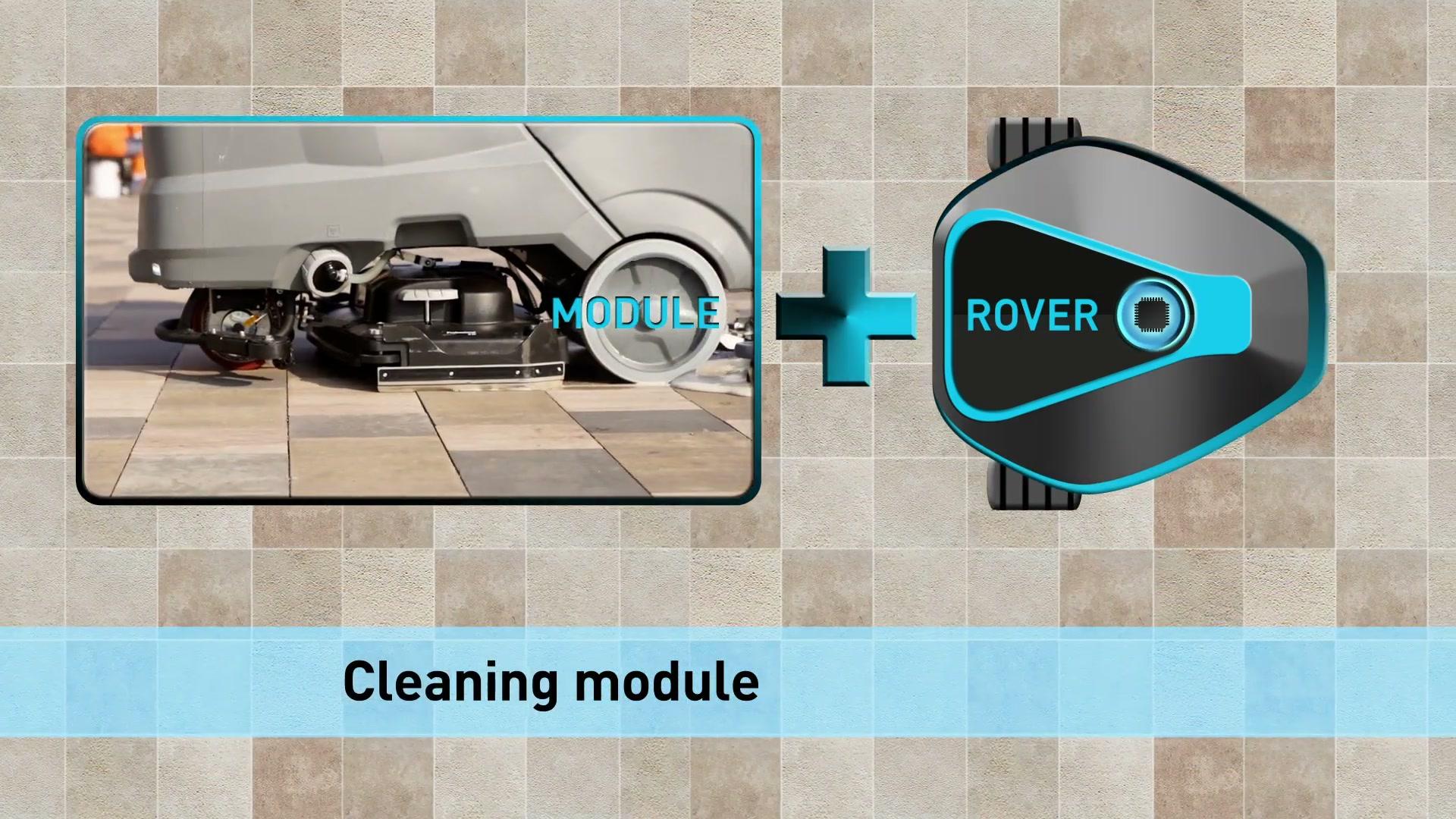Rover mit angedocktem Werkzeugmodul
